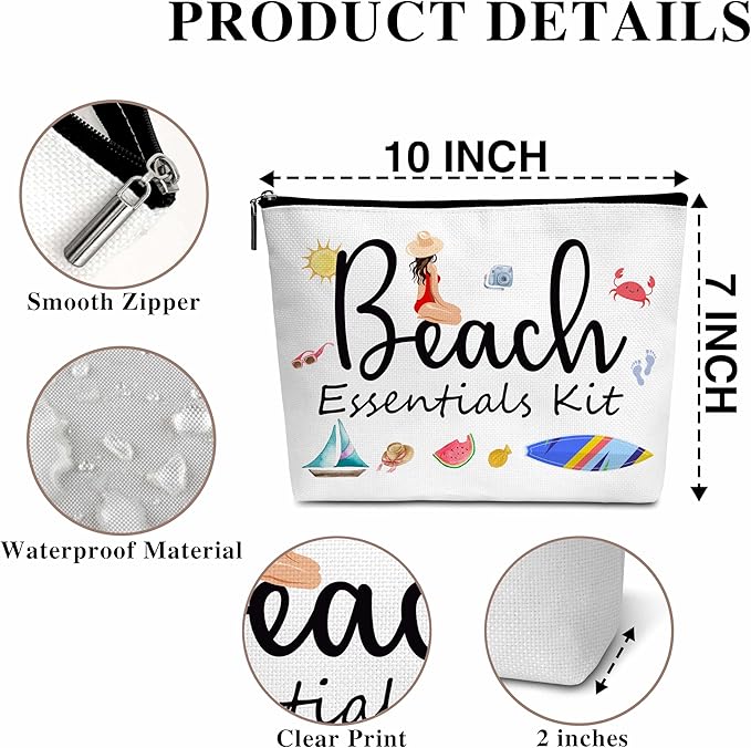 Summer Cosmetic Bag, Cruise Gift Makeup Bag with Zipper for Toiletry Bag Accessories, Beach Lover Gifts for Women Girls Birthday- B14