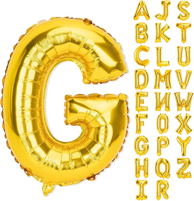 Gold Letter Balloons 40 Inch G Balloon Letters G Alphabet Balloons Giant Letters With Straw Big Balloons Foil Large Gold Balloons For Birthday Party Decorations Wedding Thanksgiving Christmas Balloons