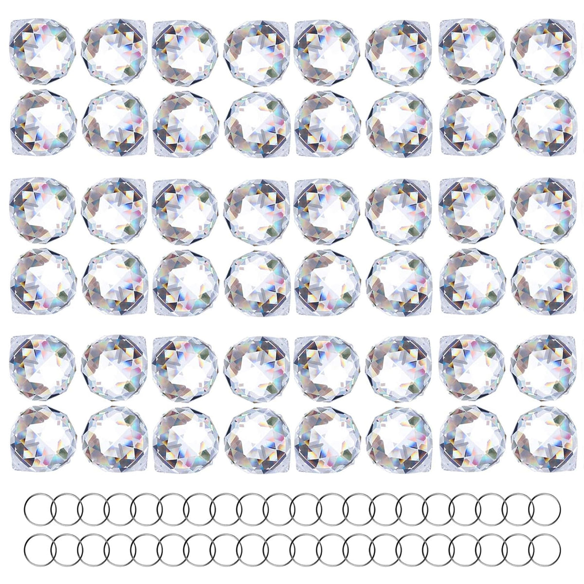 48pcs Clear Crystal Ball Prism 20mm Chandeliers Prism Sun Catcher Hanging