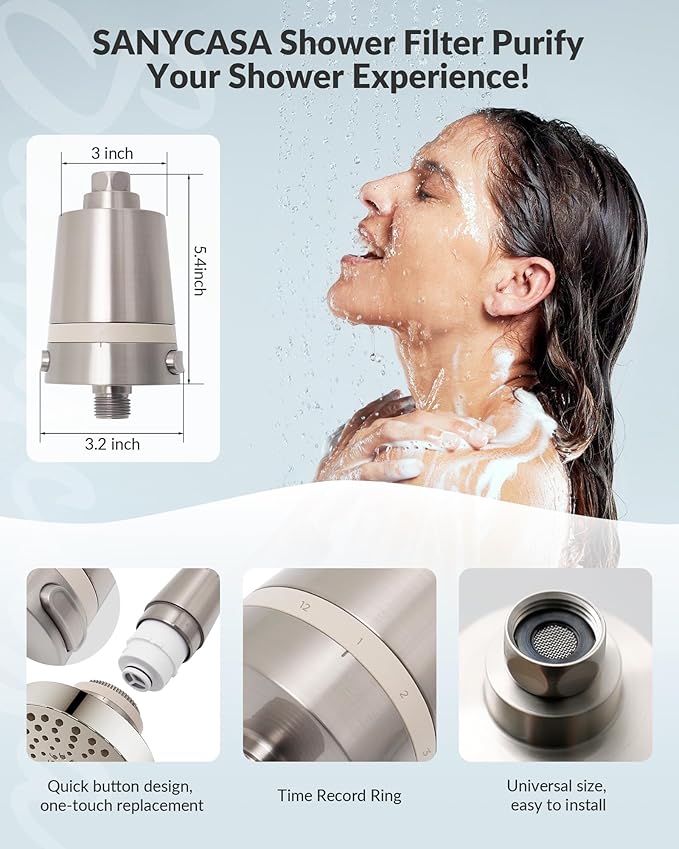 Hard Water Shower Filter - Removes Chlorine, Heavy Metals & Scale - KDF Technology for Softer Skin & Hair - Fits Most Rain & Handheld Showerheads - (BNP Version)