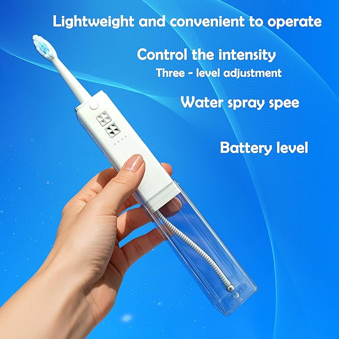 Water Flosser & Toothbrush Combo-Portable Dental Oral Irrigator, 4 Nozzles, 2 Brush Heads, Travel Case,IPX7 Waterproof.with Powerful Water Pump, Adjustable Water Pressure,1400 PPM. White