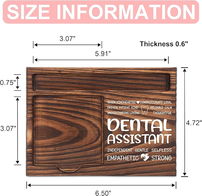 Dental Assistant Appreciation Gifts, Thank You Gift for Dental Nurse, Office Coworkers Staff Appreciation Gifts, Sticky Note Holder Wooden Notepad & Pen Holder 6.5" x 4.7" - FTA262