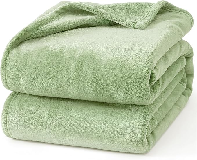 Hansleep Fleece Sage Green Throw Blanket, Super Soft Flannel Fuzzy Plush Cozy Blanket for All Seasons, Sage Green, Throw 50x60 Inches