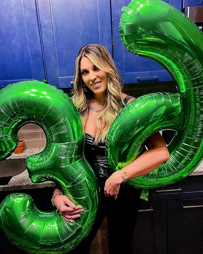 Green Number 7 Balloon 40 Inch, 7 Balloon Number, 7th Birthday Decorations, Green Party Supplies for Boys Girls