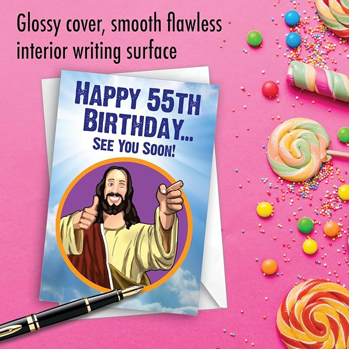NobleWorks Hilarious 55th Milestone Birthday Greeting Card with 5 x 7 Inch Envelope (1 Card) See You Soon - 55 C10009MBG