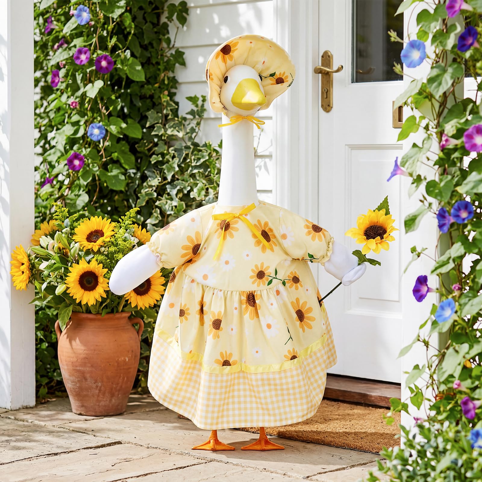 Porch Goose Summer Outfit for 23 Inch Statue, Sunflower Porch Goose Outfit