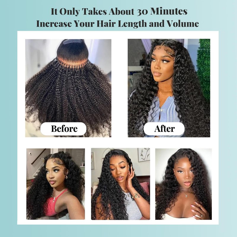Kinky Curly I Tip Human Hair Extensions 0.5g/s 100 Strands 50g/pack Keratin Cold Fusion I Tip Hair Extensions Hair Piece #1B Natural Black Pre Bonded Itips Hair, 2-3 Packs for Full Head 18in