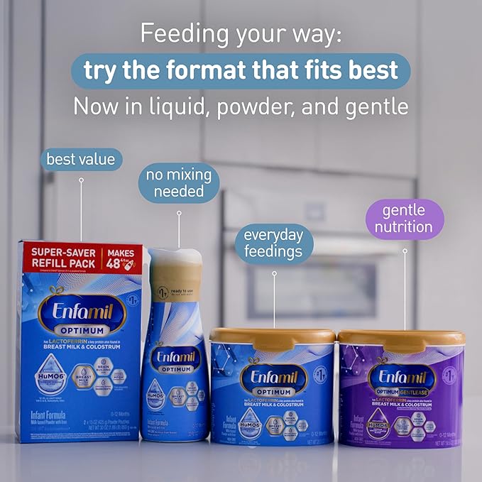 Enfamil Optimum (Enspire), Our Closest Formula to Breast Milk, Immune-Supporting Lactoferrin and Brain-Supporting DHA Baby Formula, Powder 30 Oz Refill, Pack of 8