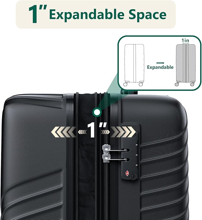 20 Inch Carry On Luggage, ABS Hardside Suitcase with Spinner Wheels, Airline-Approved Cabin Luggage with TSA Security Lock, Expandable Travel Suitcase for Flights, Business Trips & Weekend Vacations