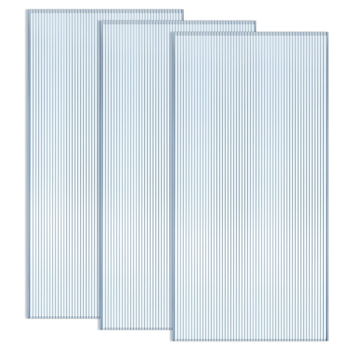 Hotop 3 Pcs Polycarbonate Greenhouse Panels Double Layer Polycarbonate Panels Waterproof UV Protected Sheet Corrugated Plastic Roof Greenhouse Replacement Cover (4' X 2' X 0.24")