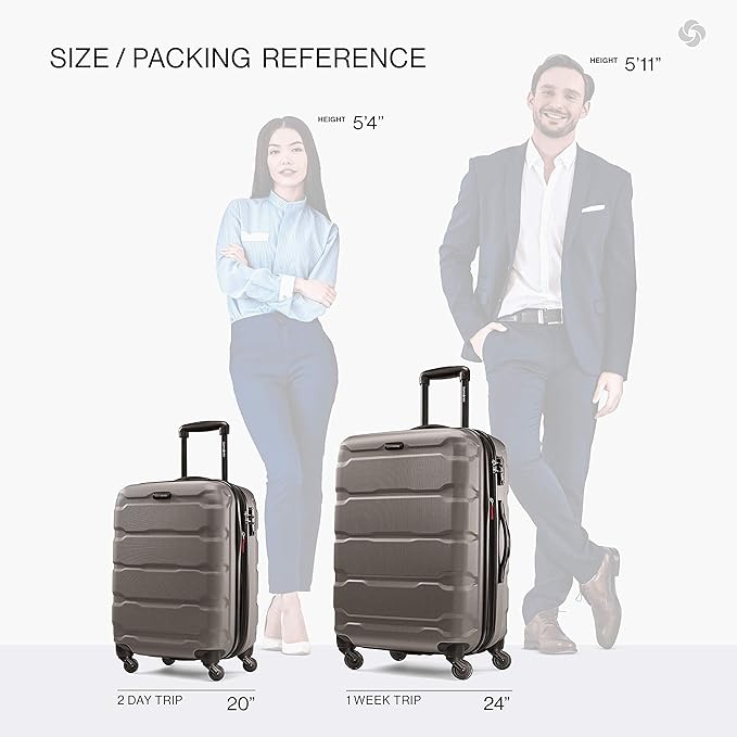 Samsonite Omni PC Hardside Expandable Luggage with Spinner Wheels, Silver, 2-Piece Set (20/24)
