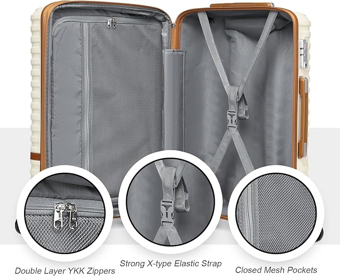 Joyway 28 Inch Large Luggage Hardside Suitcase with Spinner Wheel, Lightweight 3 Piece Suitcase Set with TSA Lock(White)