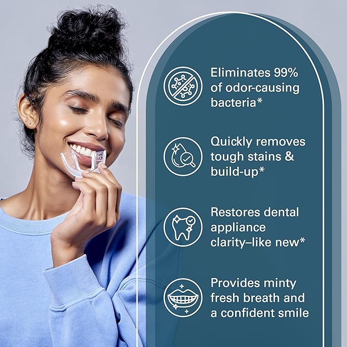 Retainer Cleanser Tablets Cleaner, Removes Odors Discoloration Stains and Plaque 2 Month Supply Denture Cleansers Retainers Mouth Guards Denture Bath Mint by M3 Naturals