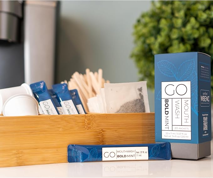 Bold Mint GO Travel Size Mouthwash Packets – Individual Mini Mouthwash for Fresh Breath - Smart Single Packet Design to Reduce Travel Bottle Waste.