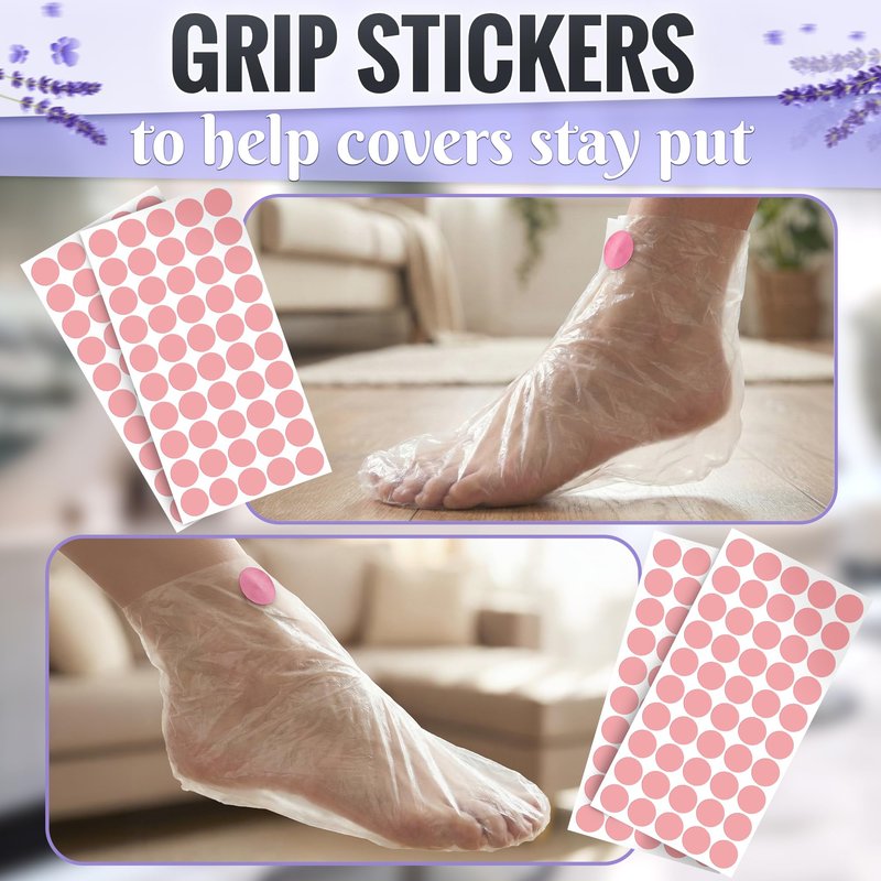 200 Pcs Plastic Socks for Moisturizing Feet with 200 Stickers for Secure Fit – Leak-Proof Foot Gloves with Ribbed Anti-Slip Design – Plastic Foot Covers for Self Care & Gifting | Paraffin Wax Bags