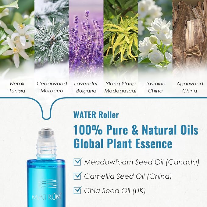 MATRUM Deep Sleep & Inner Calm Essential Oil Roll On Set, 100% Pure Aromatherapy Oils for Sleep, Anxiety & Stress Relief, Water & Earth Relaxing Duo, 1 Fl Oz