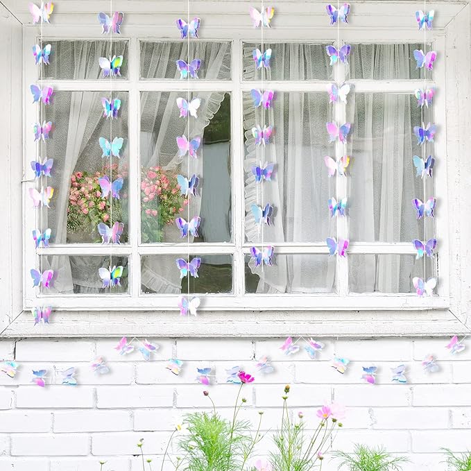 Zonon 8 Pieces 3D Butterfly Hanging Garlands Decoration Butterfly Paper Party Streamers Backdrop for Wedding Birthday Fairly Baby Shower Holiday Party Decorations (4.3 x 3.5 Inches)