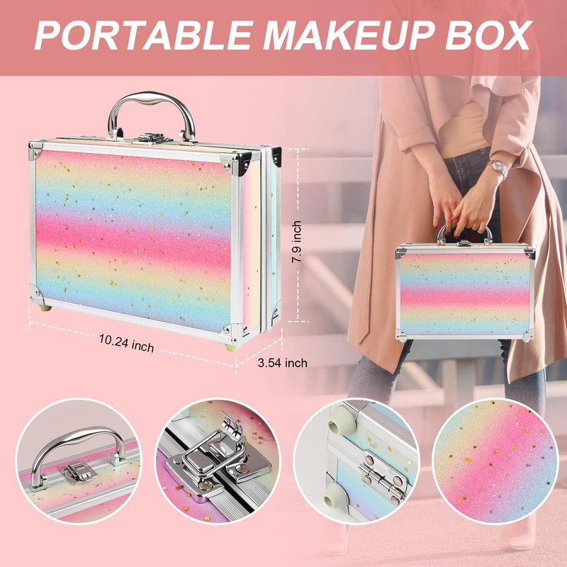 Makeup Kit for Teen Girls, Complete Cosmetic Set with Eyeshadow Palette, Lipstick, Blush, Lip Gloss, Brushes, Gifts Pink