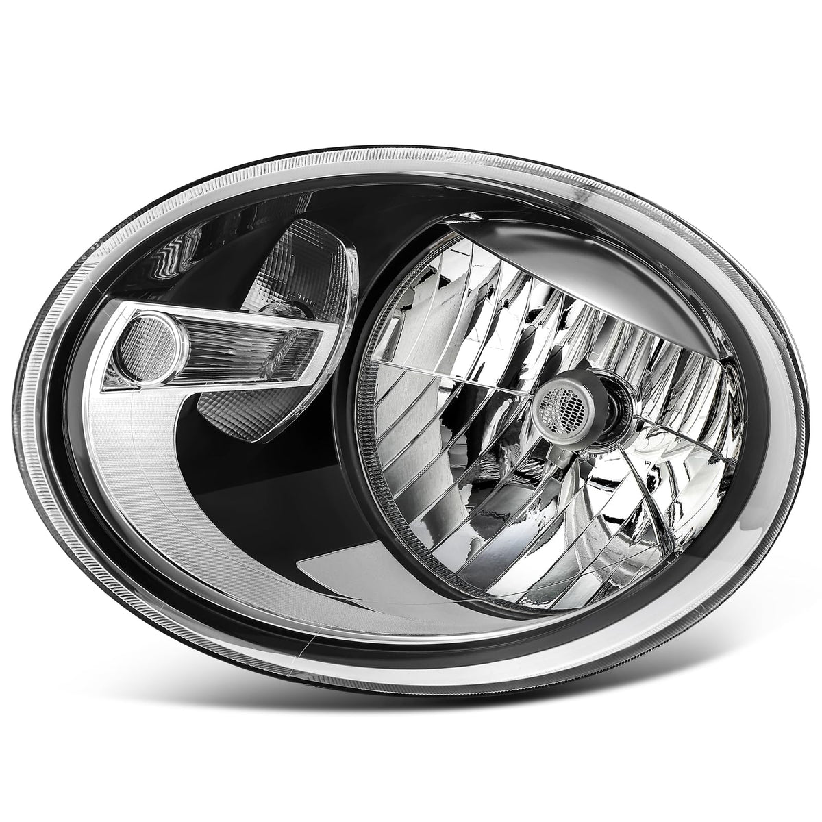 LSAILON Headlight Assembly Fit for Volkswagen BEETLE 2012-2019 Chrome Housing Clear Lens Driver Side 5C1941005
