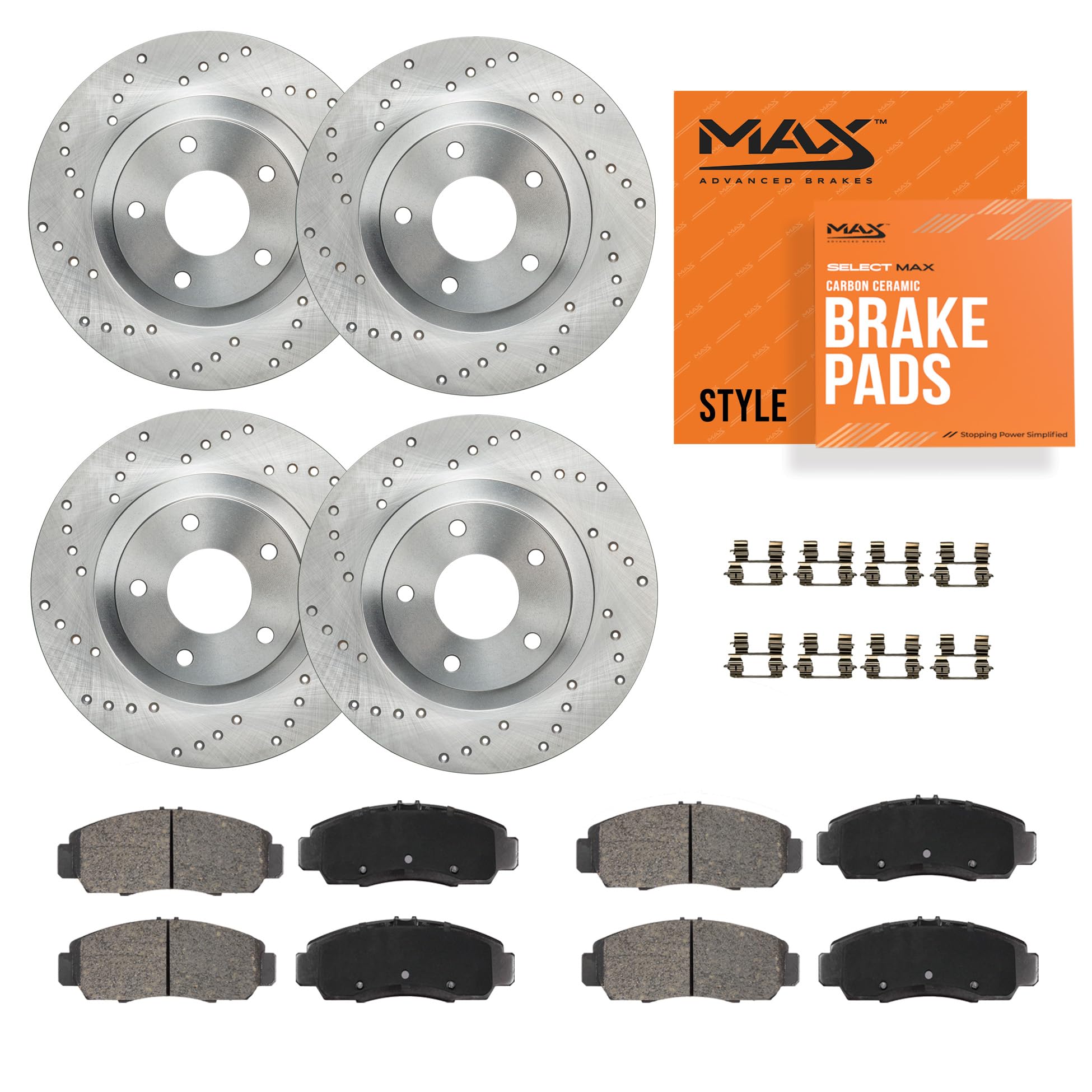 Max Advanced Brakes Front & Rear Brake Kit Compatible With 1999-2005 Vw Jetta Beetle W/11.02 Frt & 9.13 Rear Rotor Replacement C