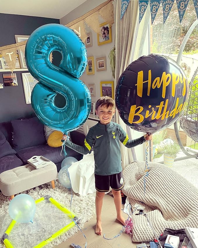 Light Blue Number 8 Balloon 40 Inch, 8 Balloon Number, 8th Birthday Decorations, Light Blue Party Supplies for Boys Girls