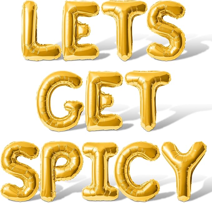 Letter Balloons - LETS GET SPICY 16" Inch Alphabet Letters Foil Mylar Balloon Bachelorette Party Banner (Gold)