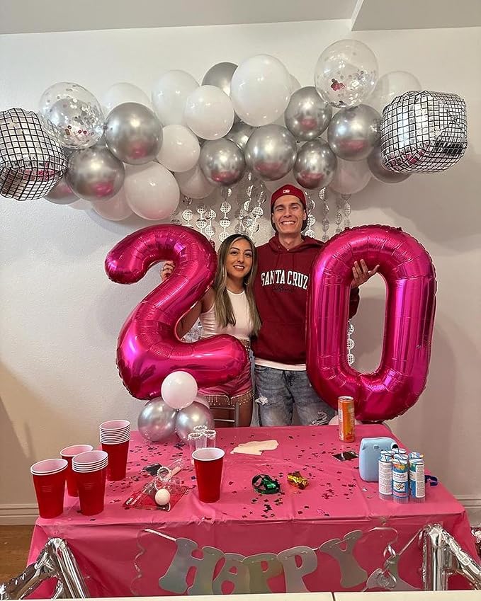 Hot Pink Number 2 Balloon 40 Inch, 2 Balloon Number, 2nd Birthday Decorations for Baby Girls Boys Toddlers