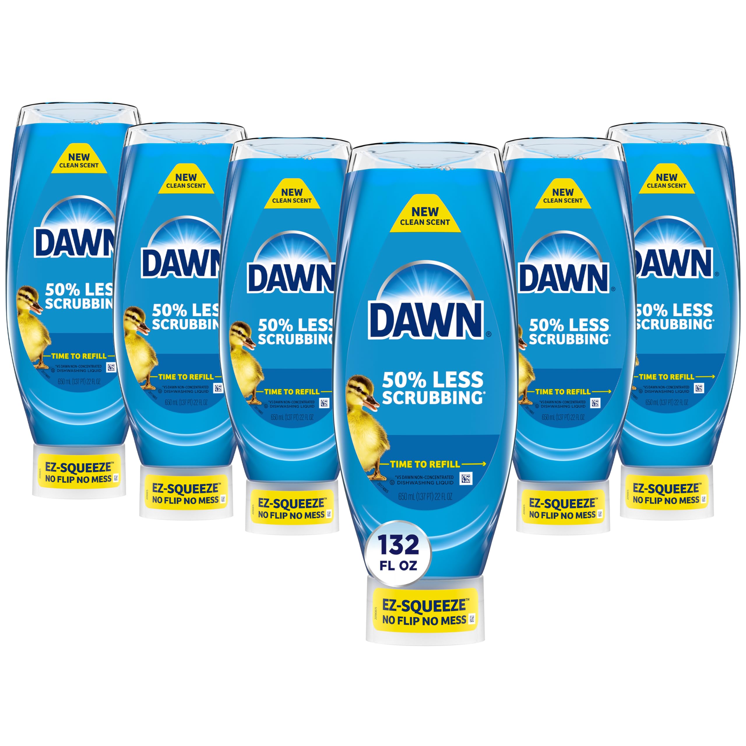 Dawn Ultra EZ-Squeeze Dish Soap Liquid, Dishwashing Liquid, Grease Removal, Upside Down Bottle, Original, 6x22 Fl Oz Bundle