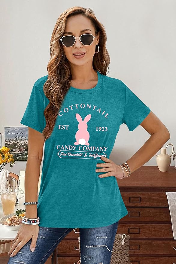 LAZYCHILD Women Easter Teacher Shirts: Funny Treat All with Kindness T-Shirt Bunny Rabbit Tee Tops
