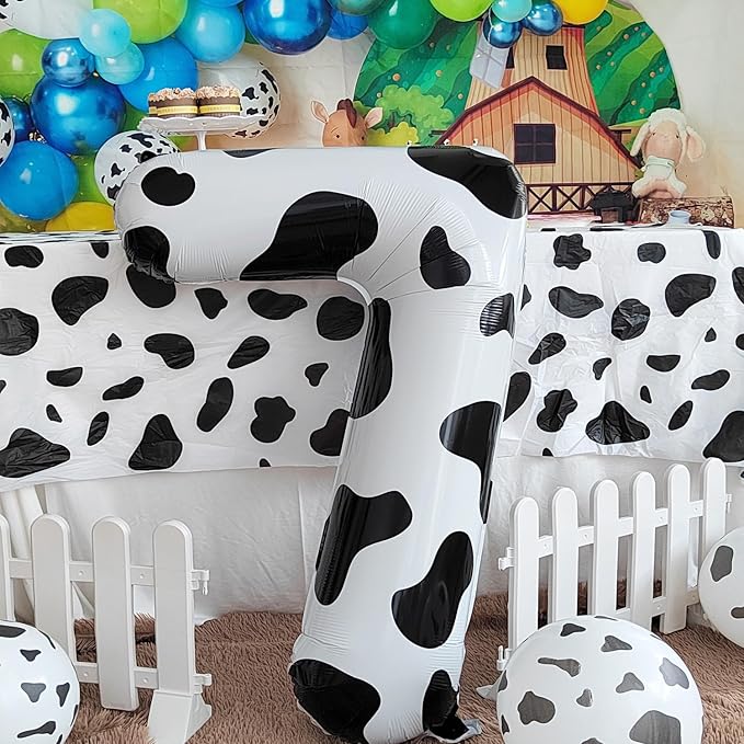 Cow Print Balloon Birthday Decorations Supplies,40 inch Number 9 Balloon | Cowgirl Theme Number Balloons for 9st Birthday Party | Farm Barn Decor for kids