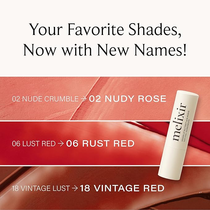 Melixir Vegan Lip Butter (12 Colors), Hydrating Tinted Lip Balm Stick, Bee-Free, Petrolatum-Free, Plant-Based, Moisturizes Dry & Chapped Lips With Shea Butter, Sheer, Natural Finish - #02 Nudy Rose