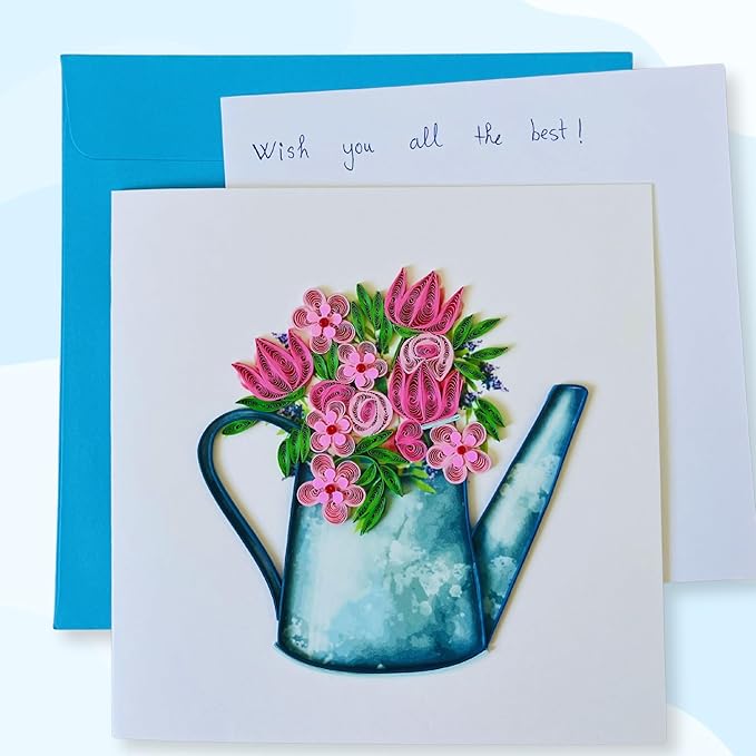 Quilling Card 3D Greeting Cards, handmade Quilling Cards birthday card, handcrafted cards for all occasions, Heart, tulip flower (Flowers)