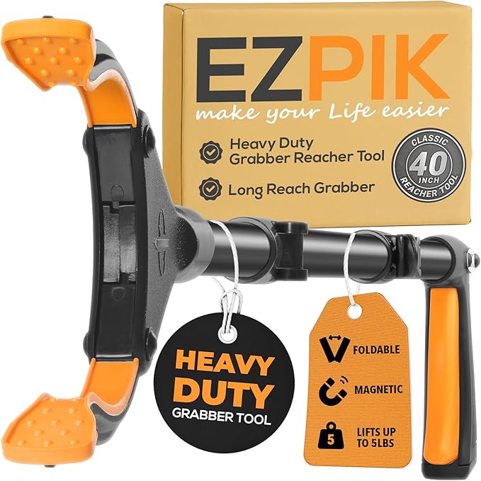 EZPIK Pro 40" Extended Grabber Reacher Tool for Elderly, Trash Hand Grabber Pickup Sticks for Seniors, Foldable Gripper Claw Pickup Tool, Hand Extension Magnetic Folding Tongs