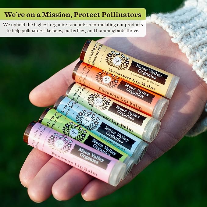 Moon Valley Organics Beeswax Lip Balm for Moisturizing Lips and Cuticles (TROPICAL COCONUT LIME, 6-Pack)
