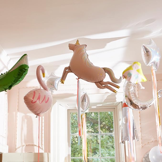 Meri Meri Magical Unicorn Foil Balloon (Pack of 1) - XL Pastel Rainbow Unicorn Party Decoration with Gold Foil Accents, Birthday Balloon for Kids