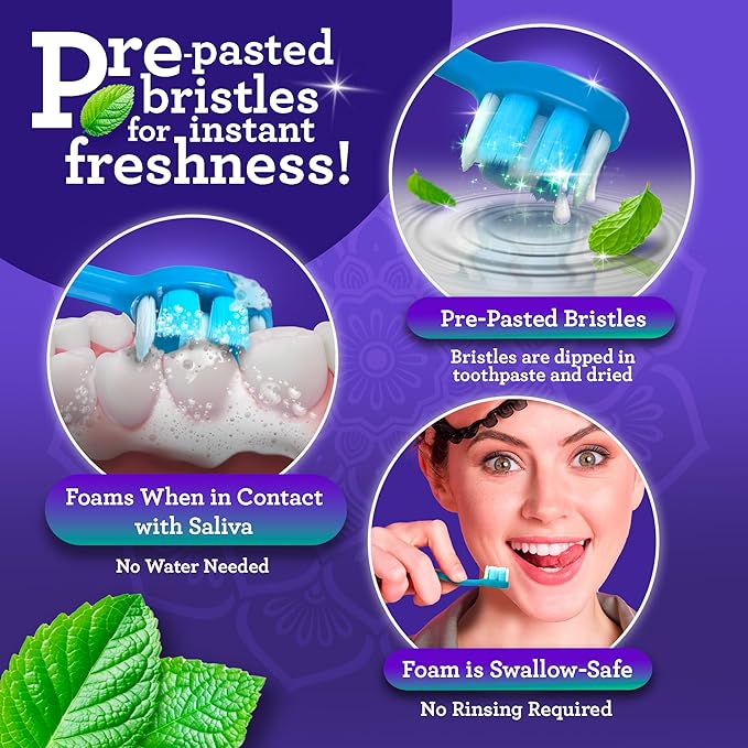 GuruNanda Travel-Ready Oral Care Bundle – 70ct Disposable Pre-Pasted Toothbrushes & 7 Coconut Oil Pulling Sachets for Fresh Breath & Clean Smiles on The Go