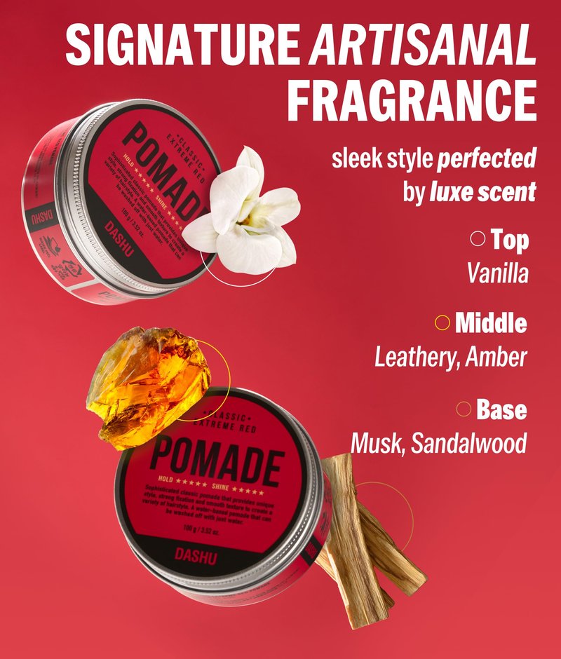 DASHU Red Pomade for Men - Korean High Shine Pomade Strong Hold, Extreme Hold Edge Control, Water Based Pomade, Red Hair Wax, Classic Styling 3.52 fl oz