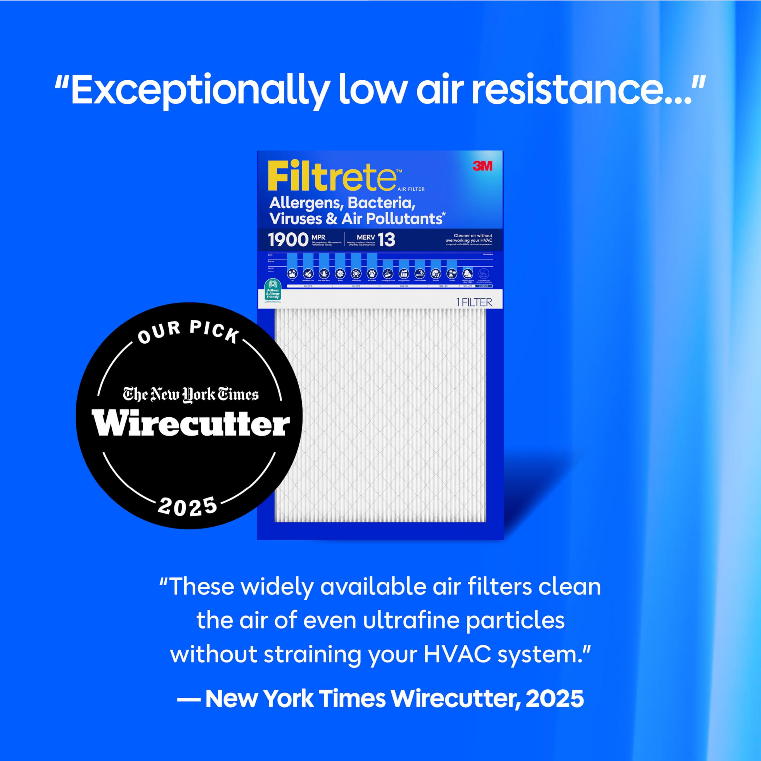 Filtrete 16x25x1 Air Filter, MERV 13 MPR 1900, Allergens, Bacteria, Viruses & Air Pollutants, 3-Month AC/Furnace Filters, Cleaner Air Reliable Airflow, 2 HVAC Filters(Act Size 15.62x24.62x0.78 in)