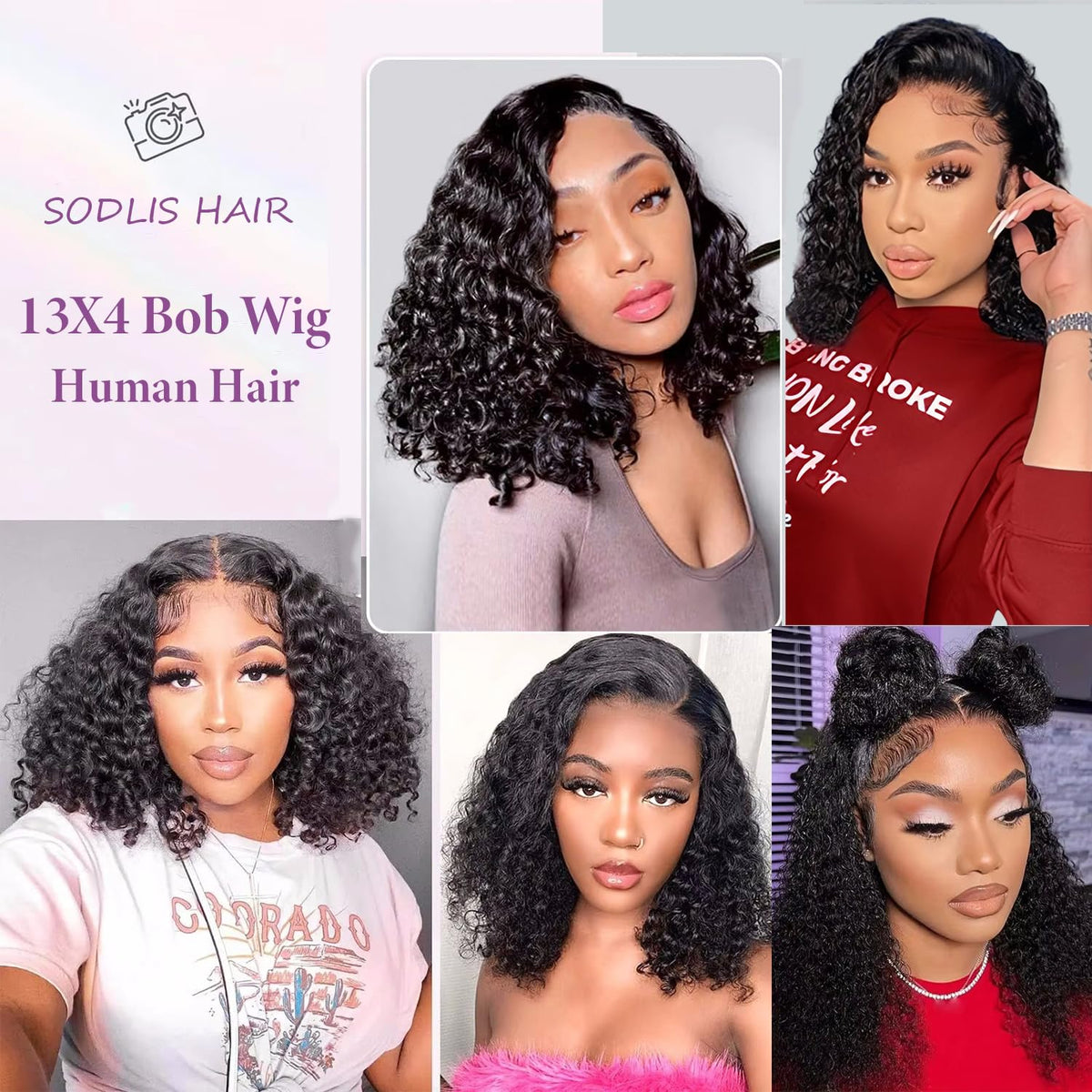 Short Bob Wig Human Hair 13x4 Frontal Lace Wig Curly Bob Wigs for Black Women 150% Density Bleached Knots Glueless HD Lace Front Wigs Human Hair Pre Plucked with Baby Hair Natural Hairline (10 Inch)