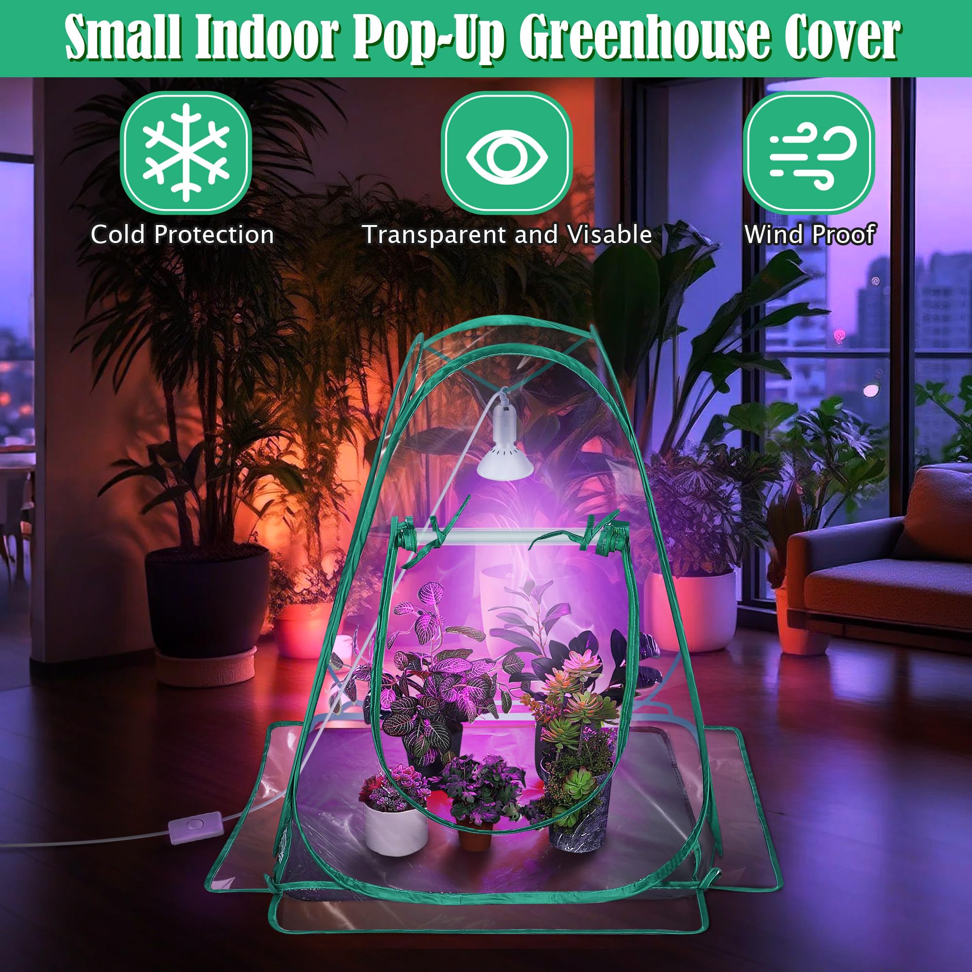 Meonum Mini Greenhouse Indoor with 10W Grow Light and PEVA Mat, 1 Pack