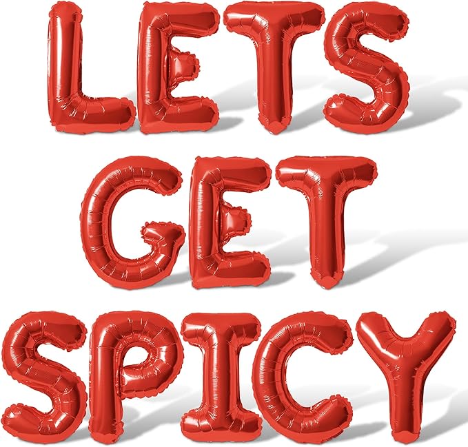 Letter Balloons - LETS GET SPICY 16" Inch Alphabet Letters Foil Mylar Balloon Bachelorette Party Banner (Red)