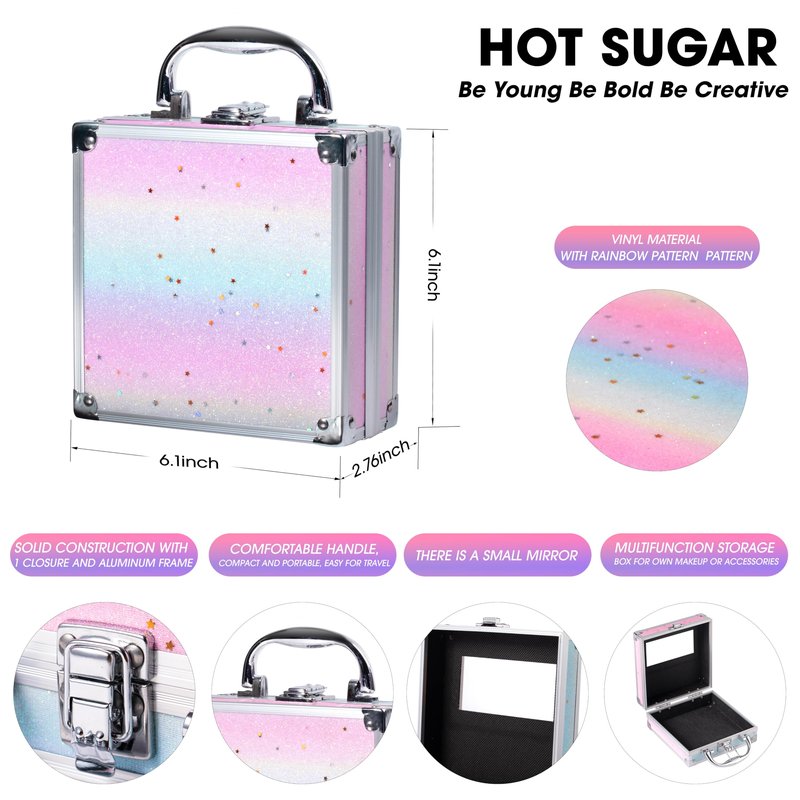 Hot Sugar Girls Makeup Kit for Teenagers 13-15 and Women Includes Eyeshadow Lip Gloss Blush Highlighter Bronzer Brush (Rainbow)