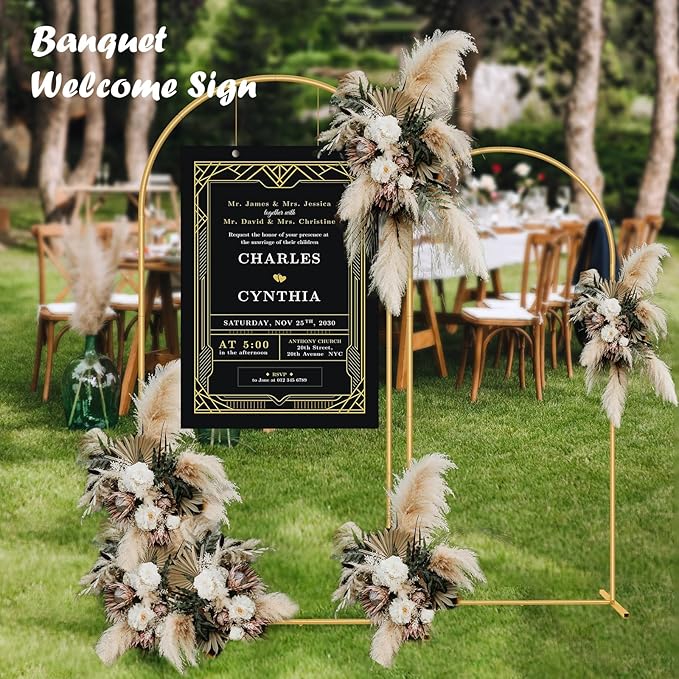 Metal Arch Backdrop Stand 7.2FT+6FT Wedding Arch Backdrop Stand Set of 2 Gold Arch Backdrop Stand for Valentines Day Party Wedding Ceremony Baby Shower Birthday Floral Balloon Decration