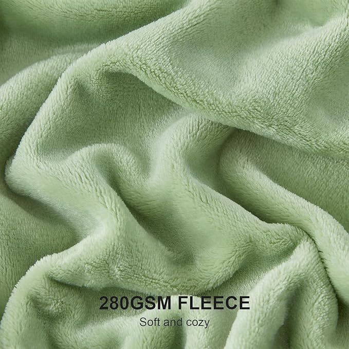 Hansleep Fleece Sage Green Throw Blanket, Super Soft Flannel Fuzzy Plush Cozy Blanket for All Seasons, Sage Green, Throw 50x60 Inches