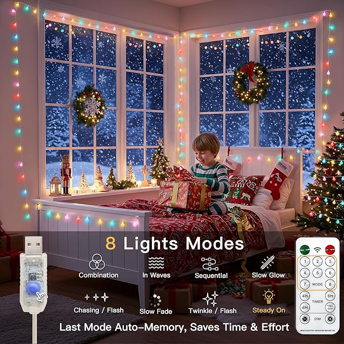 suddus Easter Lights Plug in, 33ft 100 Led USB Pastel String Lights with Timer, Globe String Lights Indoor for Classroom, Dorm, Party, Room, Outdoor, Tree, Patio, Garden, Spring Decoration