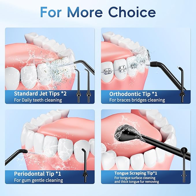 Cordless Water Flosser for Teeth Cleaning Pick, U-Shaped Flossing Head for 360° Deep Clean, 5 Modes & 9 Jet Tips, IPX7 Waterproof, Rechargeable & Portable Oral Irrigator for Travel, 350ML Large Tank