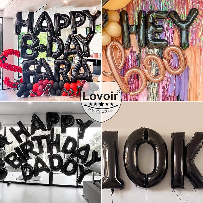 Lovoir 40 Inch Large Black Letter I Balloons Big Size Jumbo Mylar Foil Helium Balloon for Birthday Party Celebration Decorations Alphabet Black I