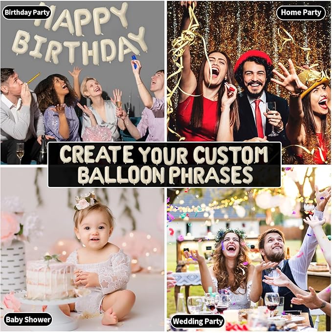 Biapian 40 Inch Giant Cream A Foil Balloon, Large Aluminum A Balloons Helium for Birthday, Baby Shower, Wedding, Anniversary Party Decoration