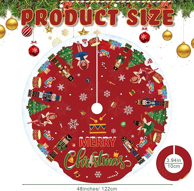 Capoda Red Christmas Tree Skirt Gingerbread Man Candy Christmas Tree Skirt 48 Inch Xmas Tree Mat Gingerbread Christmas Tree Skirts Mat for Holiday Christmas Party Decorations Indoor Outdoor