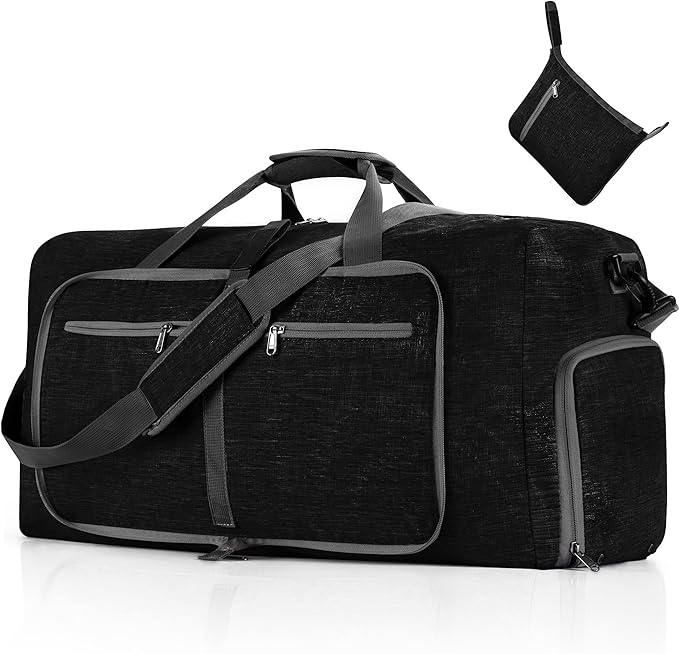 Vomgomfom 65L/85L/115L Foldable Travel Duffle Bag, Lightweight Checked Luggage with Shoe Compartment, Water-Resistant Weekender Overnight Bag for Men & Women